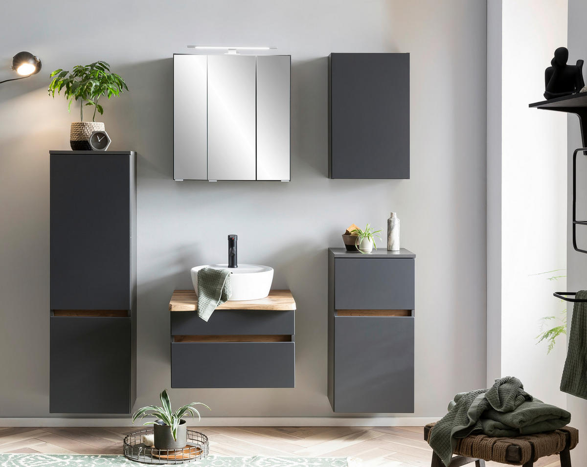 HÄNGESCHRANK 40/64/20 cm  - Graphitfarben/Grau, Natur, Holzwerkstoff (40/64/20cm) - Xora