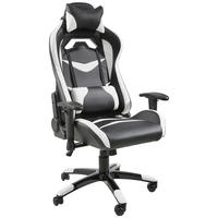 GAMINGSTUHL Schwarz, Weiß Metall, Kunststoff, Textil   - Schwarz/Weiß, Design, Kunststoff/Textil (68/124-134/59cm) - Hom`in