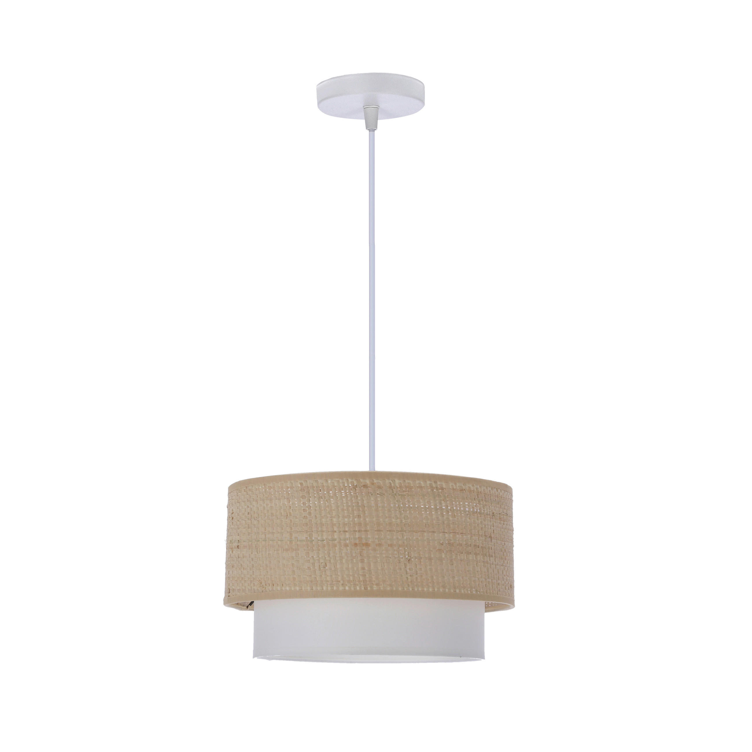 PENDELLEUCHTE 25/25/115 cm  - Beige/Weiß, Natur, Kunststoff/Metall (25/25/115cm)