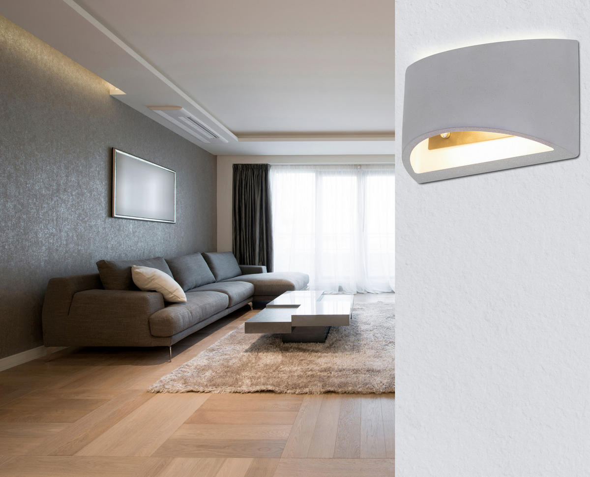 WANDLEUCHTE 20/8,8/12 cm   - Grau, Design, Stein (20/8,8/12cm) - Globo