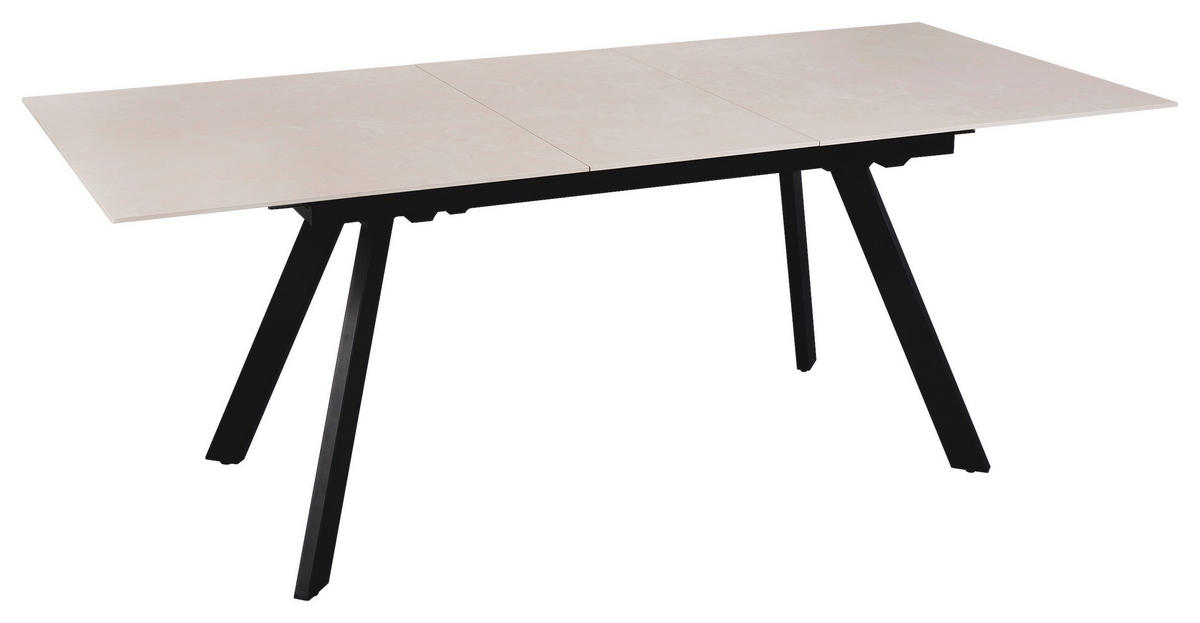 ESSTISCH 160-205/90/76 cm  Metall, Keramik ausziehbar rechteckig Schwarz, Beige  - Beige/Schwarz, Design, Keramik/Metall (160-205/90/76cm) - Novel