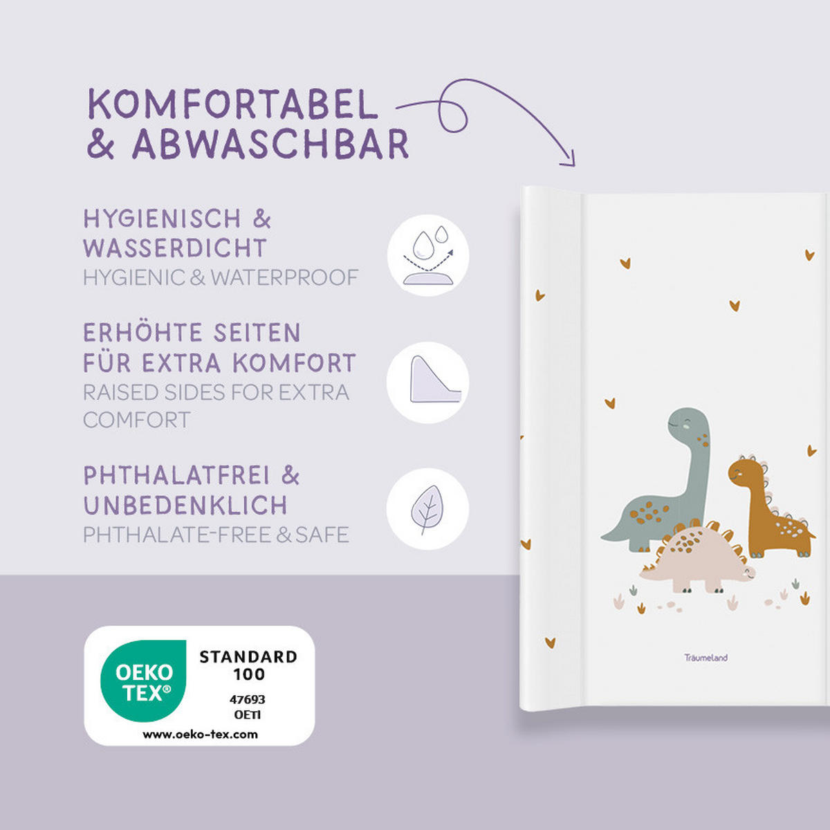 WICKELAUFLAGE Dinolino  - Multicolor/Weiß, Basics, Kunststoff (50/70/5cm) - Träumeland
