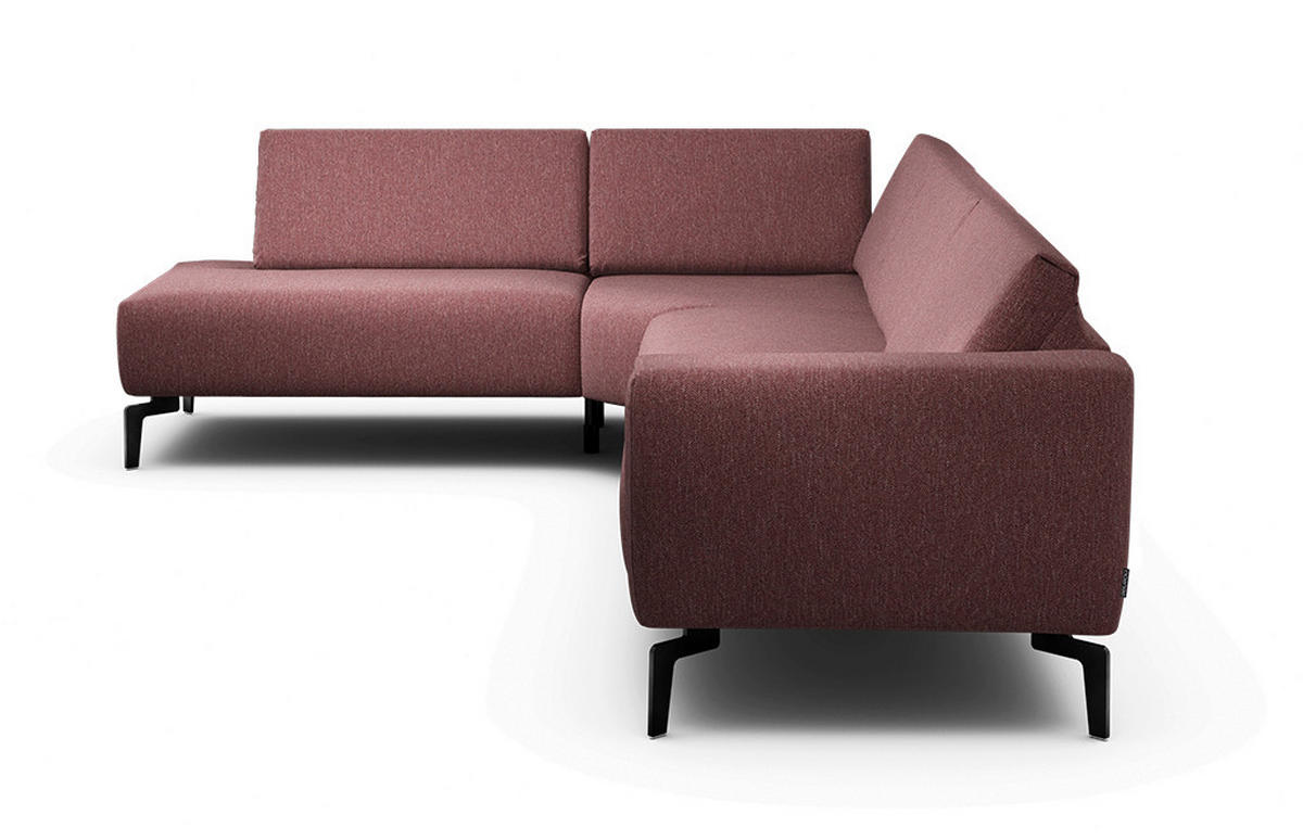 ECKSOFA Cosy Rot Chenille  - Rot/Schwarz, Design, Textil/Metall (213/296cm) - SENSOO