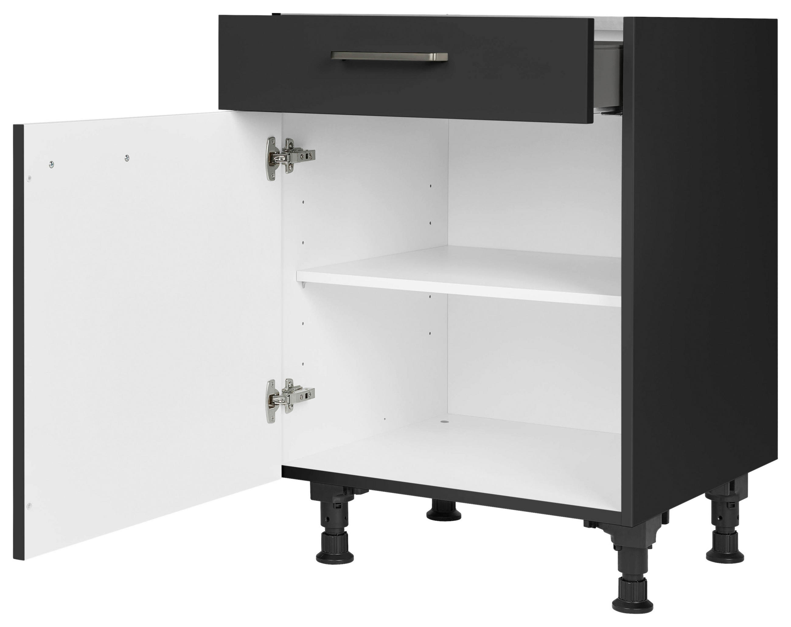 SCHUBKASTENUNTERSCHRANK 60/87/56 cm  in Schwarz  - Edelstahlfarben/Schwarz, MODERN, Holzwerkstoff/Metall (60/87/56cm) - Nobilia