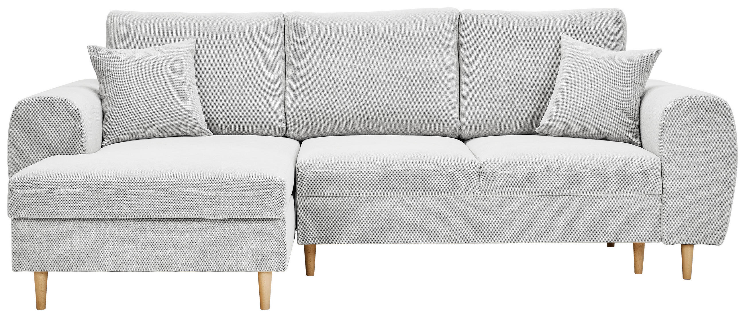 ECKSOFA Creme Webstoff  - Creme/Naturfarben, KONVENTIONELL, Holz/Textil (145/240cm) - Carryhome