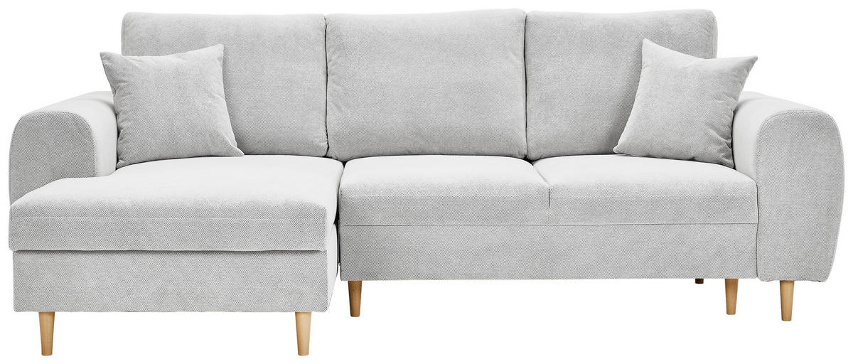 ECKSOFA Creme Webstoff  - Creme/Naturfarben, KONVENTIONELL, Holz/Textil (145/240cm) - Carryhome