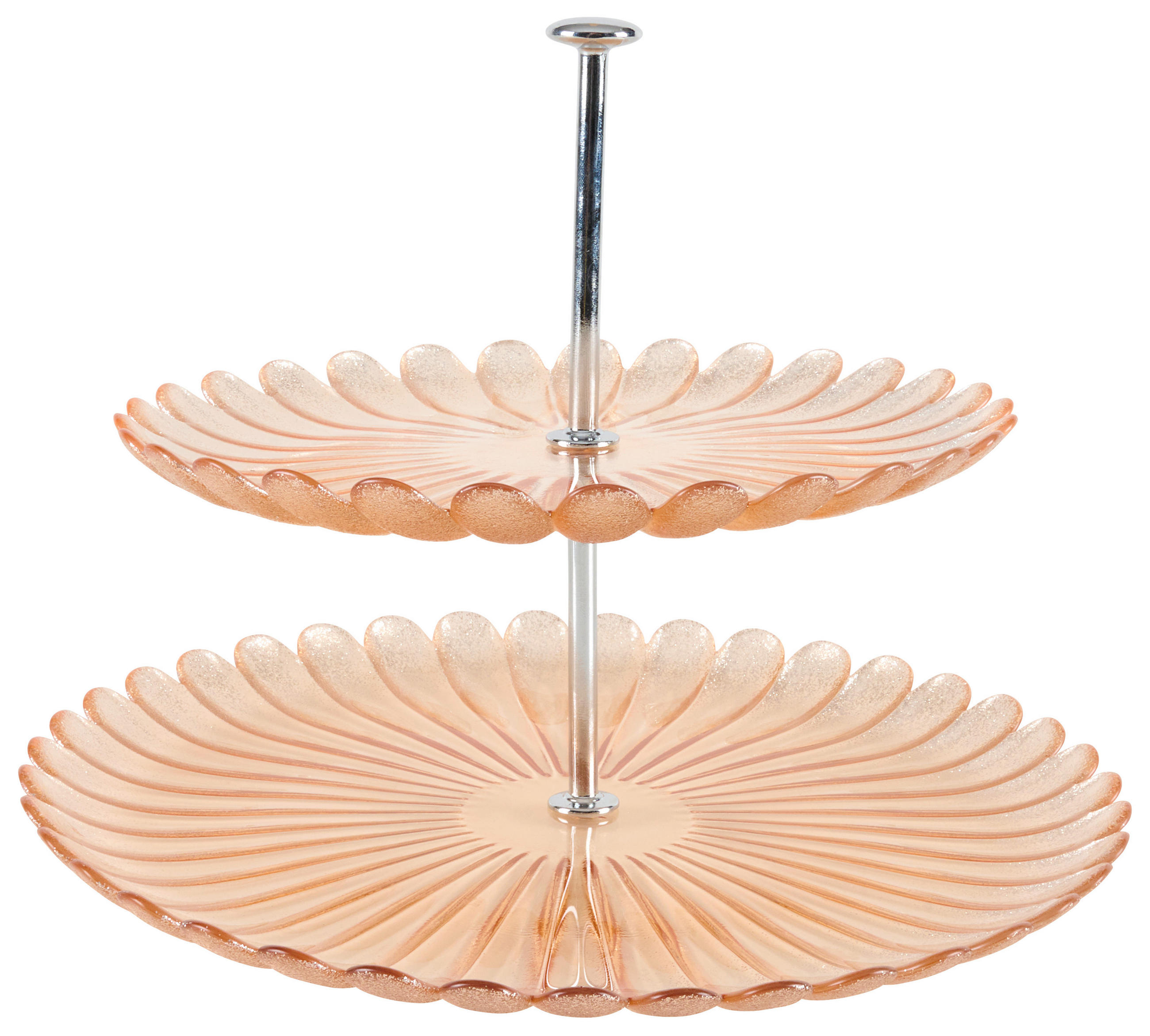 SÜTEMÉNYES ÁLLVÁNY 2 emeletes - ezüst/narancs, Trend, Üveg/fém (28/21cm) - Ambia Home