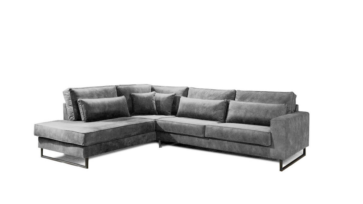 ROHOVÁ SEDAČKA, textil, kompozitné drevo, sivá - čierna/sivá, Konventionell, kov/kompozitné drevo (284/253cm) - Livetastic