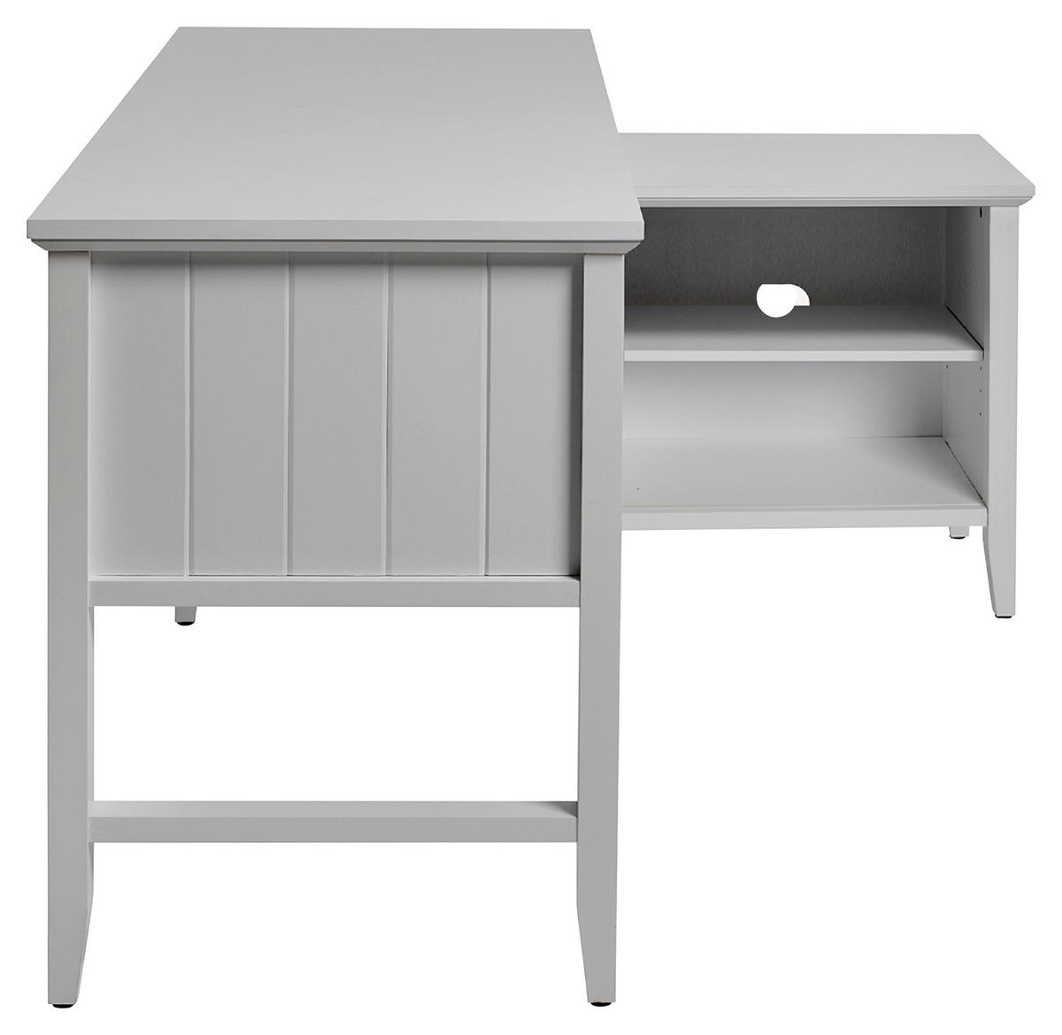ECKSCHREIBTISCH 145/120/77 cm  in Weiss  - Weiss/Silberfarben, Modern, Holzwerkstoff/Metall (145/120/77cm) - MID.YOU