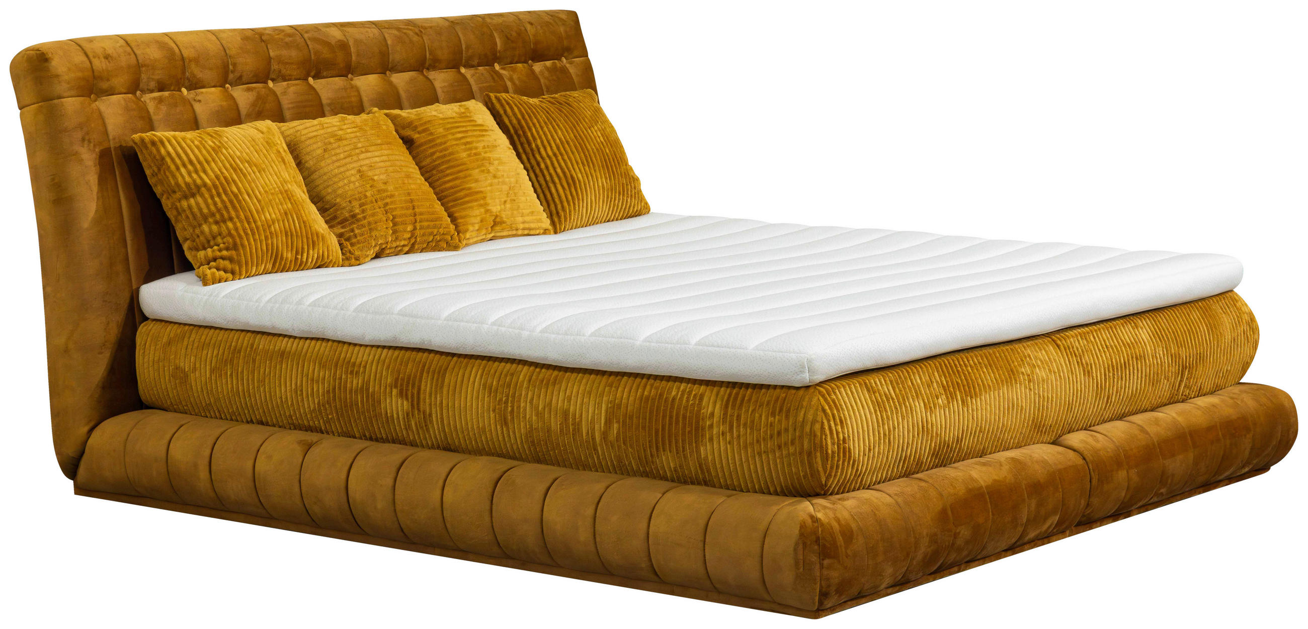 BOXSPRINGBETT 180/200 cm  in Currygelb  - Currygelb, Design, Textil (180/200cm) - Esposa