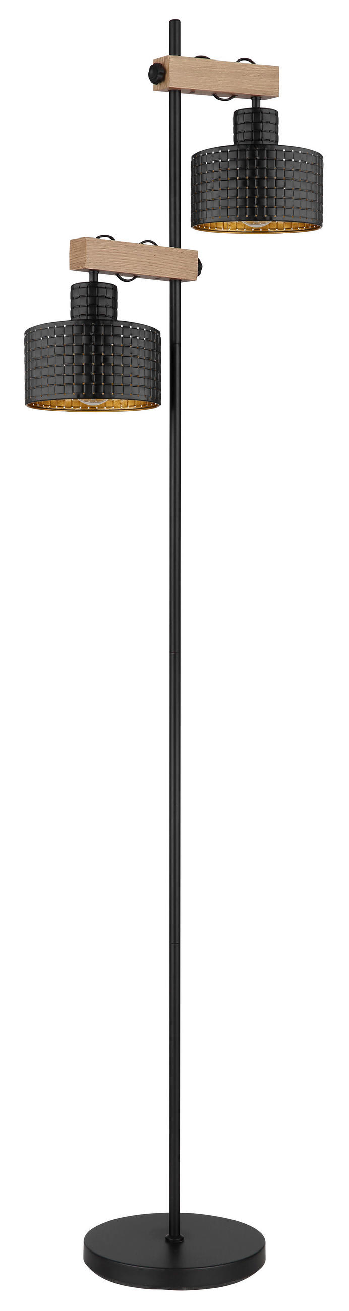 STEHLEUCHTE 44/25/168 cm    - Dunkelbraun/Goldfarben, Design, Holzwerkstoff/Kunststoff (44/25/168cm) - Globo