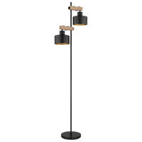 STEHLEUCHTE 44/25/168 cm    - Dunkelbraun/Goldfarben, Design, Holzwerkstoff/Kunststoff (44/25/168cm) - Globo