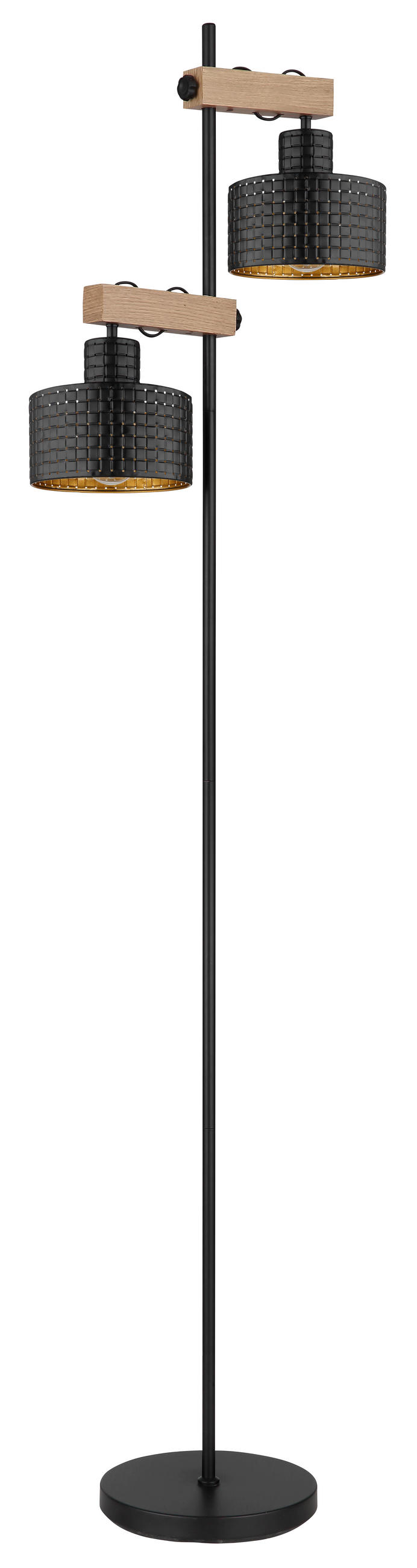 STEHLEUCHTE 44/25/168 cm    - Dunkelbraun/Goldfarben, Design, Holzwerkstoff/Kunststoff (44/25/168cm) - Globo