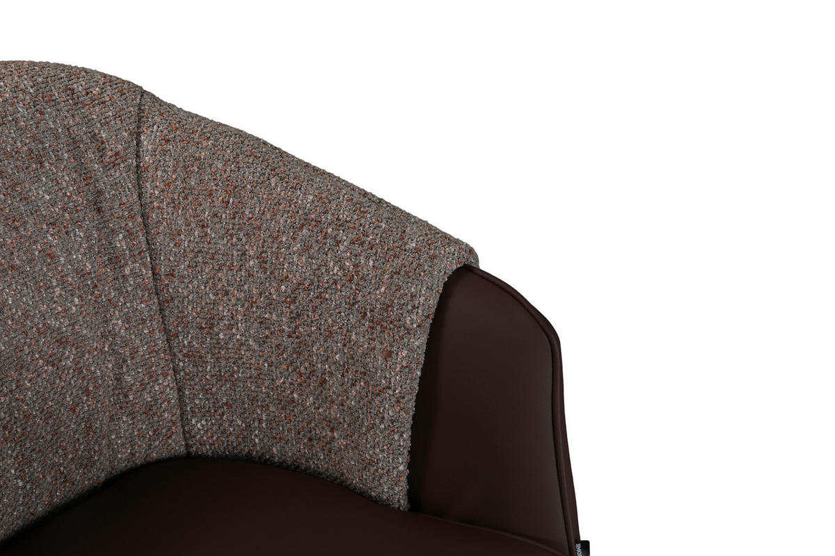 ARMLEHNSTUHL  Sitzfläche 360° drehbar, automatische Rückholfunktion Lederlook, Leinenoptik  Braun, Schwarz  - Schwarz/Braun, Design, Textil/Metall (68,5/83/65,5cm) - Carryhome