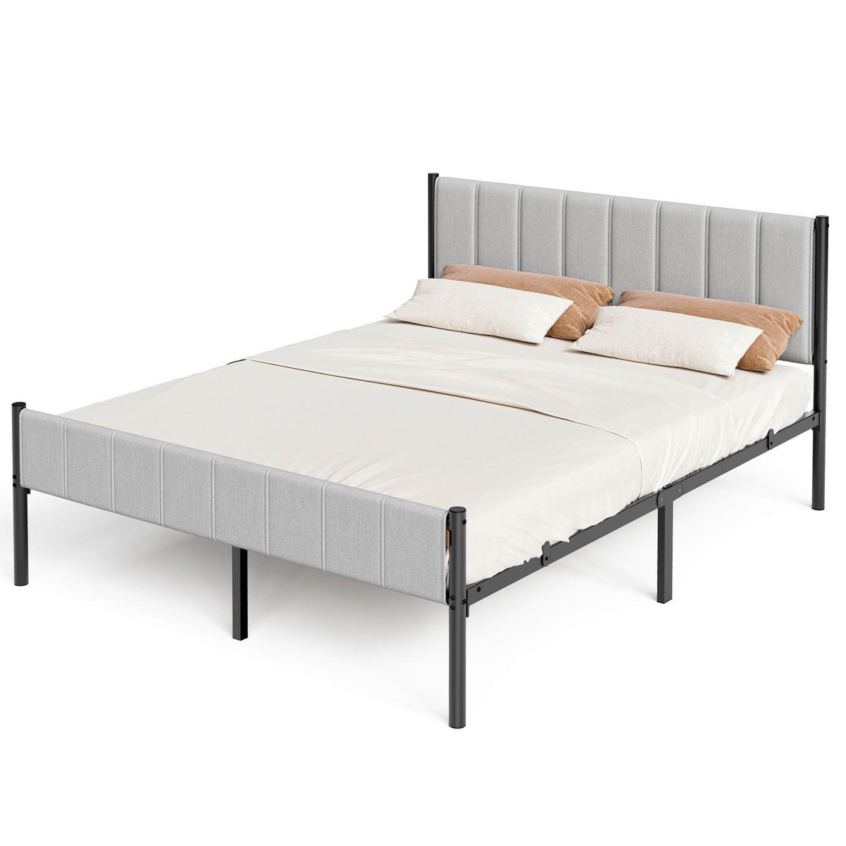 BETT 160/200 cm,  in Grau, Schwarz,  - Schwarz/Grau, Basics, Textil/Metall (160/200cm) - Boxxx