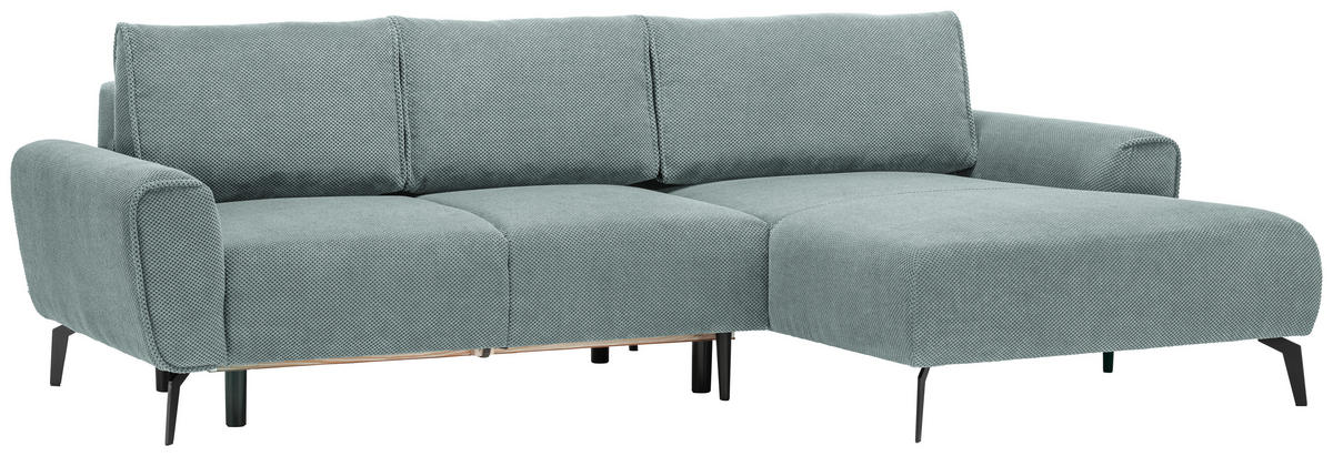 ECKSOFA in Webstoff Mintgrün  - Schwarz/Mintgrün, Design, Textil/Metall (272/170cm) - Welnova
