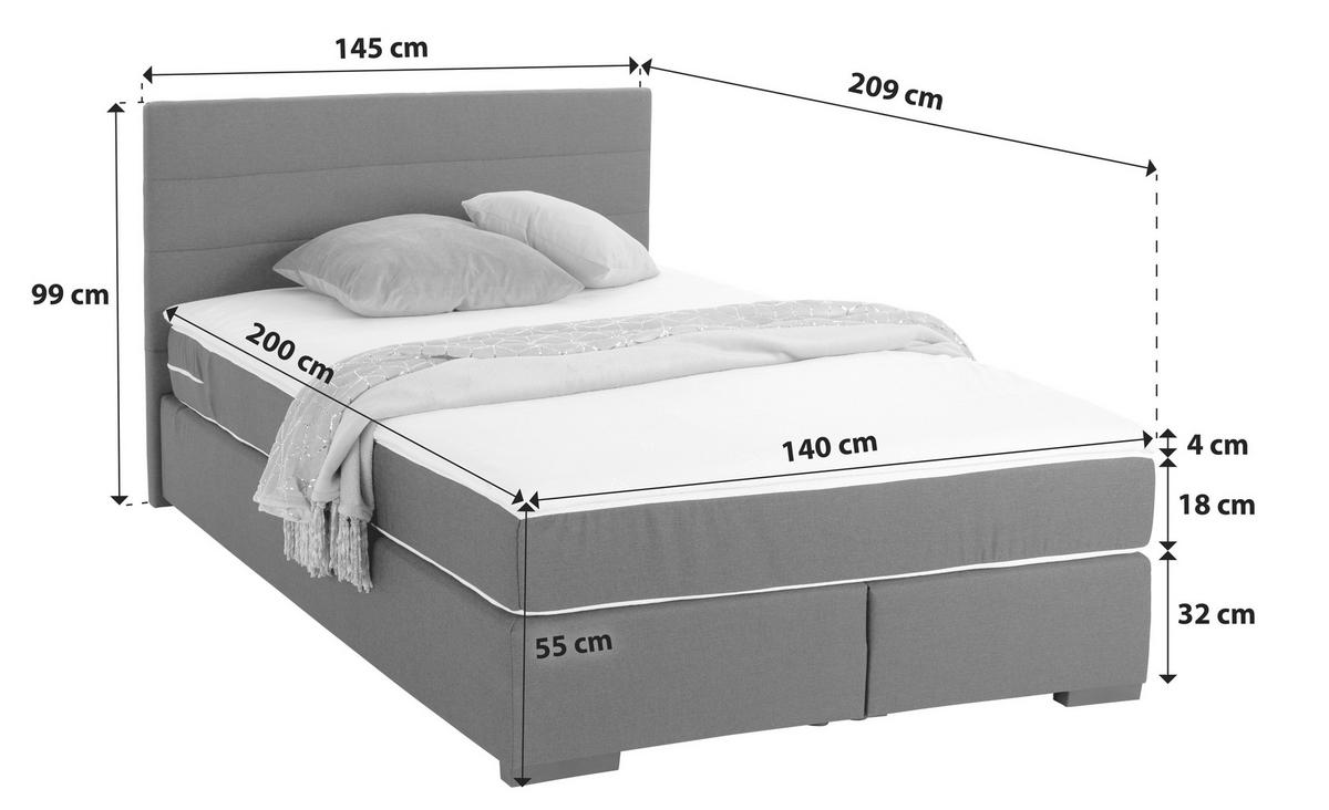 BOXBETT 140/200 cm  in Creme  - Creme/Schwarz, KONVENTIONELL, Holz/Holzwerkstoff (140/200cm) - MID.YOU