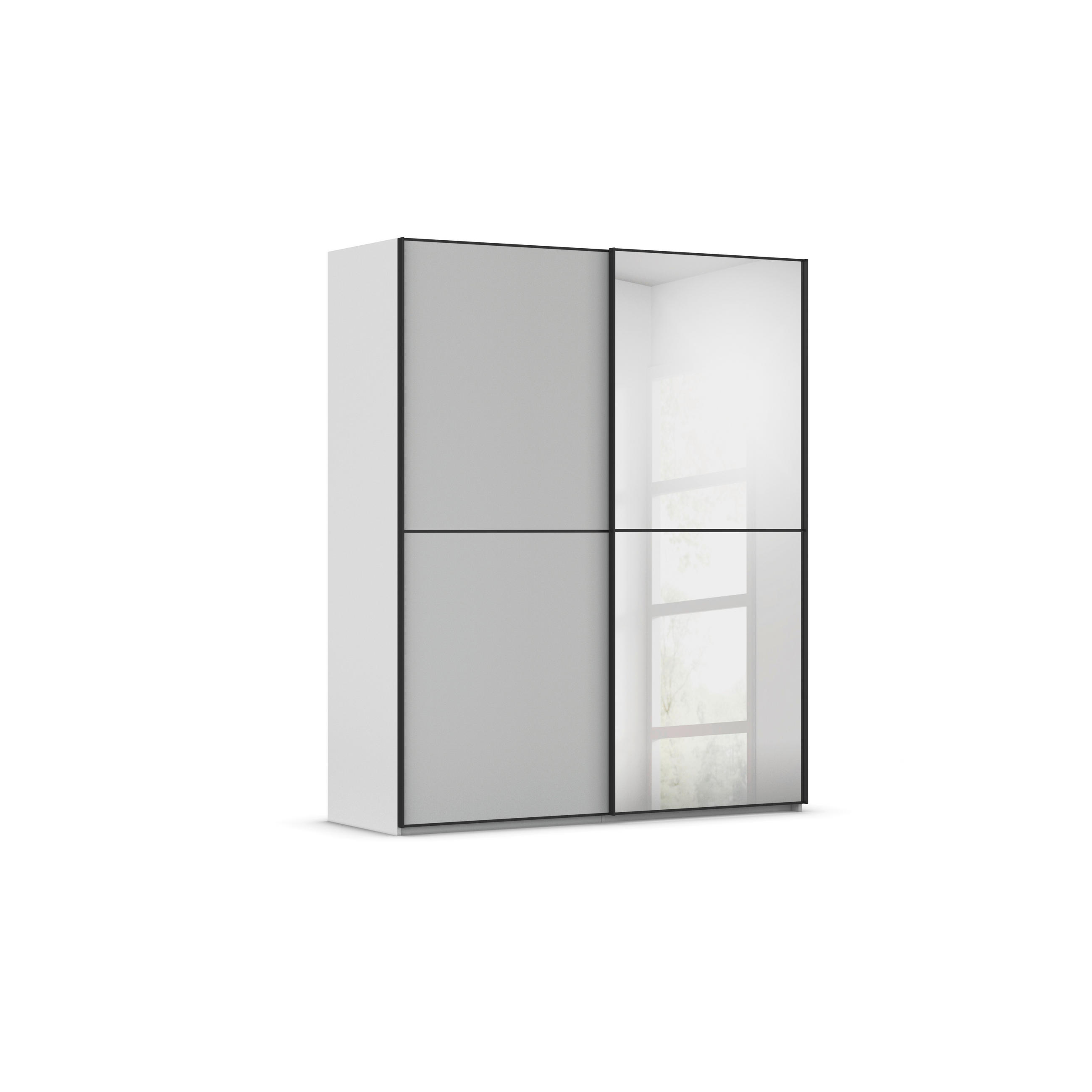 FÜGGESZTETT TOLÓAJTÓS SZEKRÉN selyemszürke  - fekete/selyemszürke, Design, faalapú anyag/Üveg (200/236/68cm) - Novel