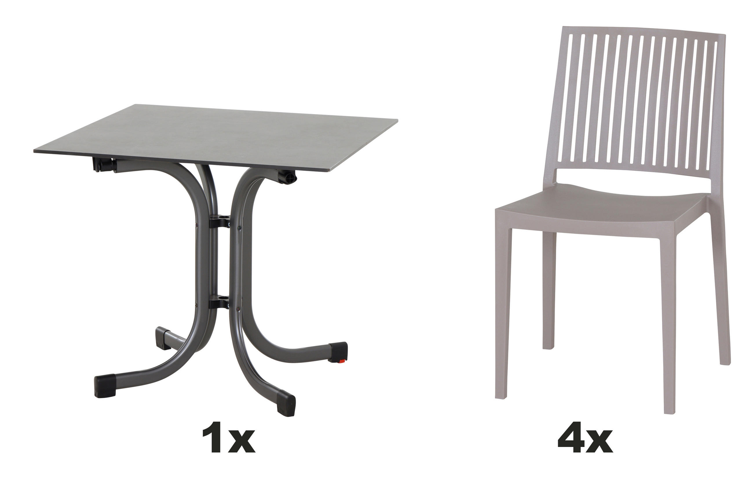 GARTENGARNITUR 5-teilig  - Taupe/Anthrazit, Basics, Holzwerkstoff/Kunststoff (80/80/80cm) - Siena Garden