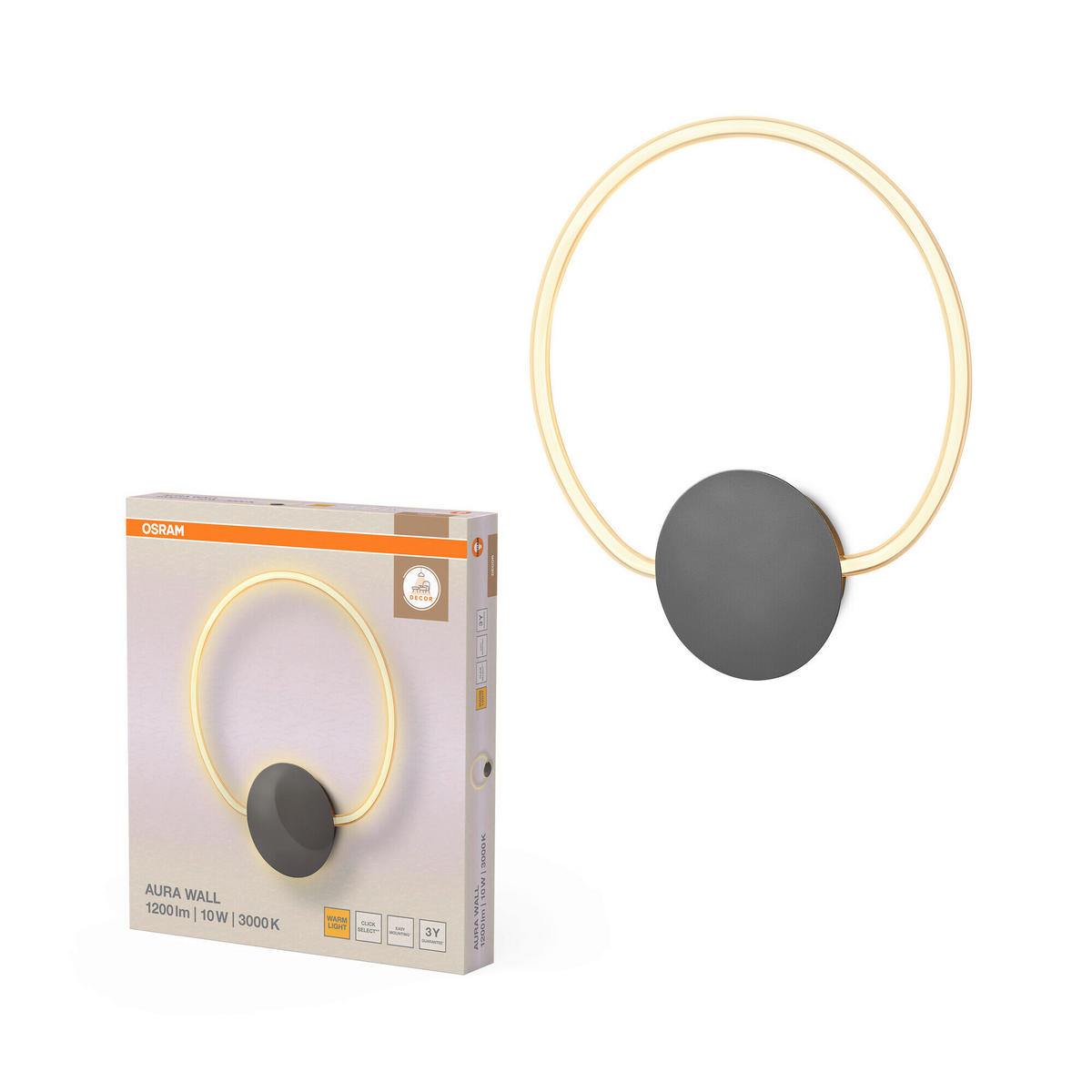 LED-WANDLEUCHTE 36.7/3,9 cm   - Dunkelgrau, Basics, Kunststoff (36.7/3,9cm) - Osram