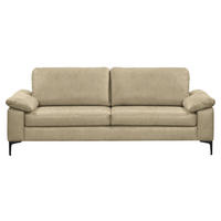 3-SITZER-SOFA  in Echtleder Beige   - Beige/Schwarz, Design, Leder/Metall (224/86/97cm) - Schöner Wohnen