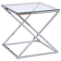 BEISTELLTISCH in Glas, Metall 50/50/50 cm  - Chromfarben, Modern, Glas/Metall (50/50/50cm) - Livetastic