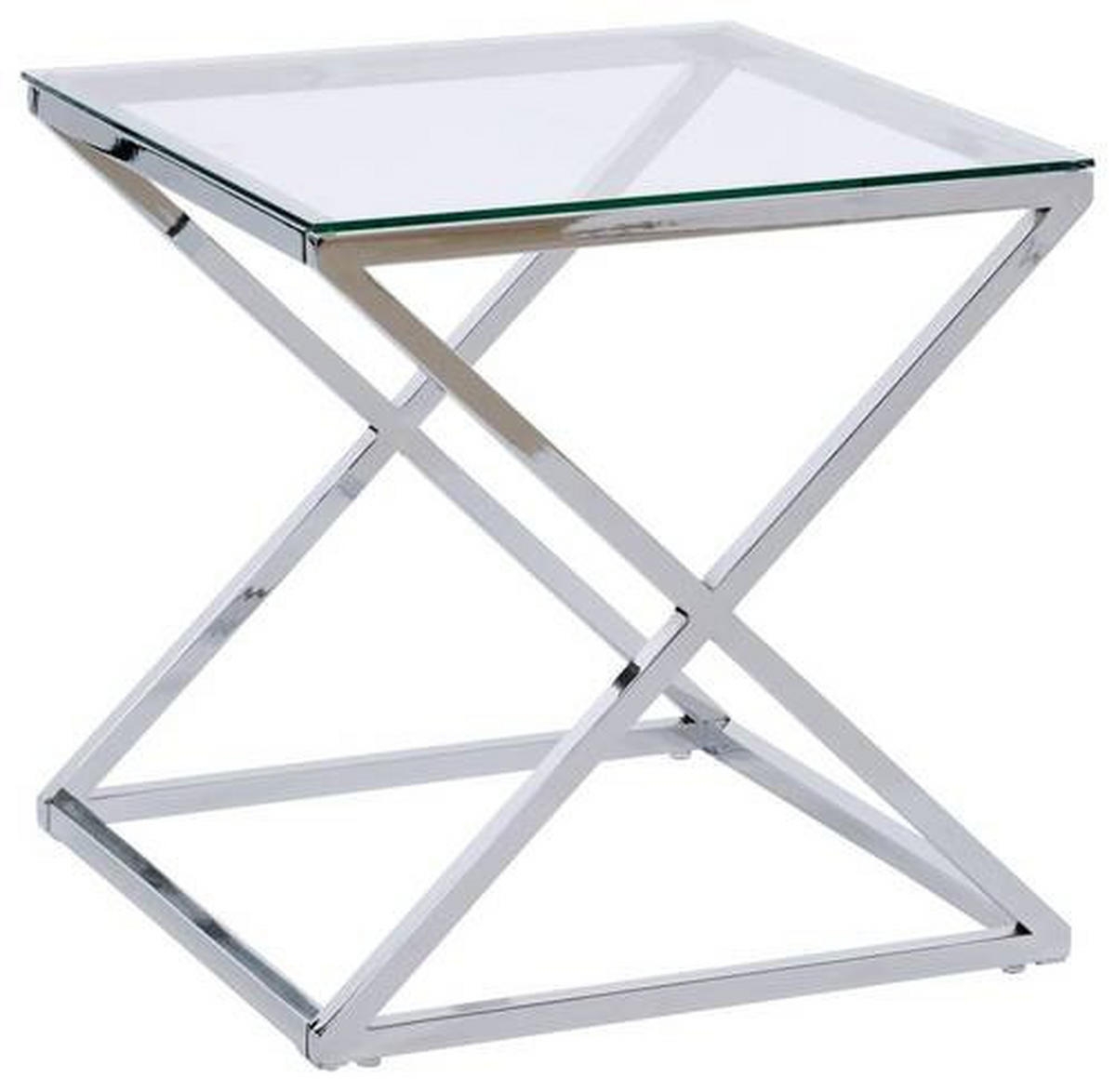 BEISTELLTISCH 50/50/50 cm Chromfarben quadratisch  - Chromfarben, MODERN, Glas/Metall (50/50/50cm) - Livetastic