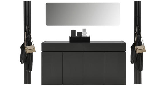 GARDEROBE 4-teilig in 230/199/40 cm - Graphitfarben, Design, Holzwerkstoff (230/199/40cm) - Voleo