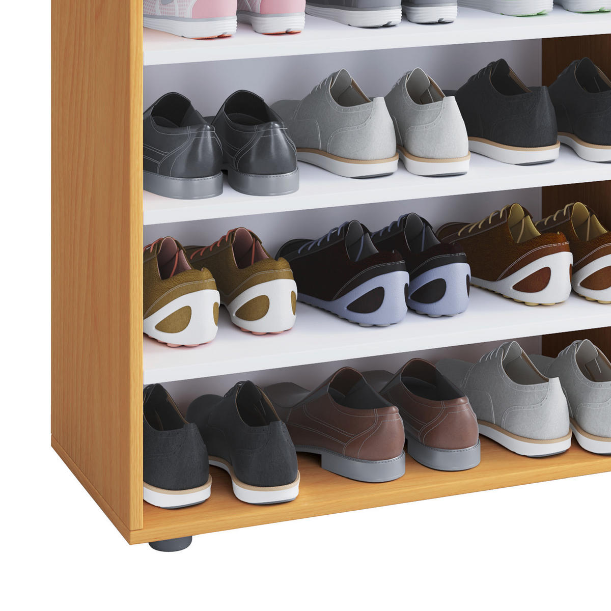 SCHUHREGAL 70/183/37 cm  - Buchefarben/Schwarz, Konventionell, Holzwerkstoff/Kunststoff (70/183/37cm) - MID.YOU