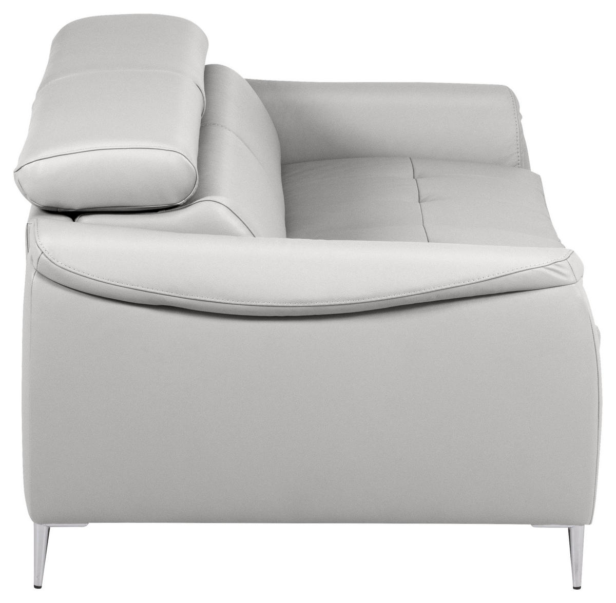 SCHLAFSOFA in Lederlook Echtleder Platinfarben  - Platinfarben, Design, Leder/Textil (203/77-98/103cm) - MID.YOU