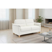 TROJMIESTNA POHOVKA, biela, pravá koža - biela/farba duba, Basics, koža/drevo (179/89/89cm) - Sit & More