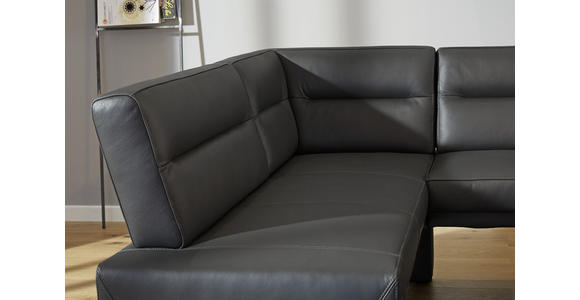 ECKBANK 171/236 cm in Graphitfarben, Edelstahlfarben - Edelstahlfarben/Dunkelgrau, Design, Leder/Metall (171/236cm) - Dieter Knoll