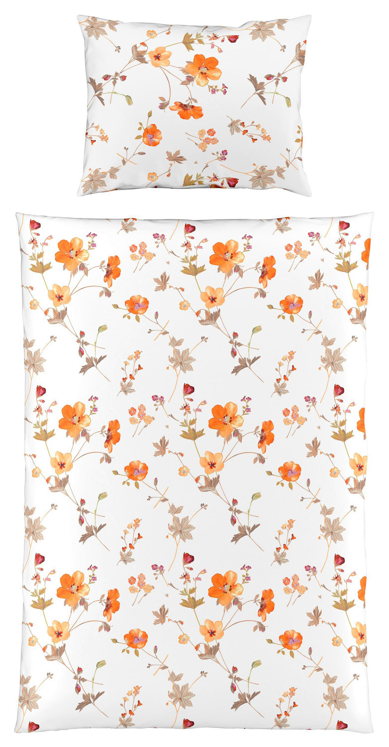 POVLEČENÍ, makosatén, oranžová, červená, bílá, béžová, tmavě oranžová, cappuccino, 140/200 cm  - oranžová/bílá, Basics, textil (140/200cm) - Fleuresse