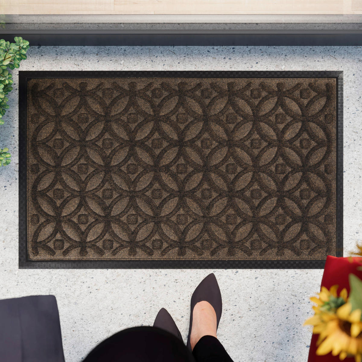 FUßMATTE 45/75 cm Midnight Mosaic  - Dunkelbraun, KONVENTIONELL, Kunststoff/Textil (45/75cm) - WECON HOME