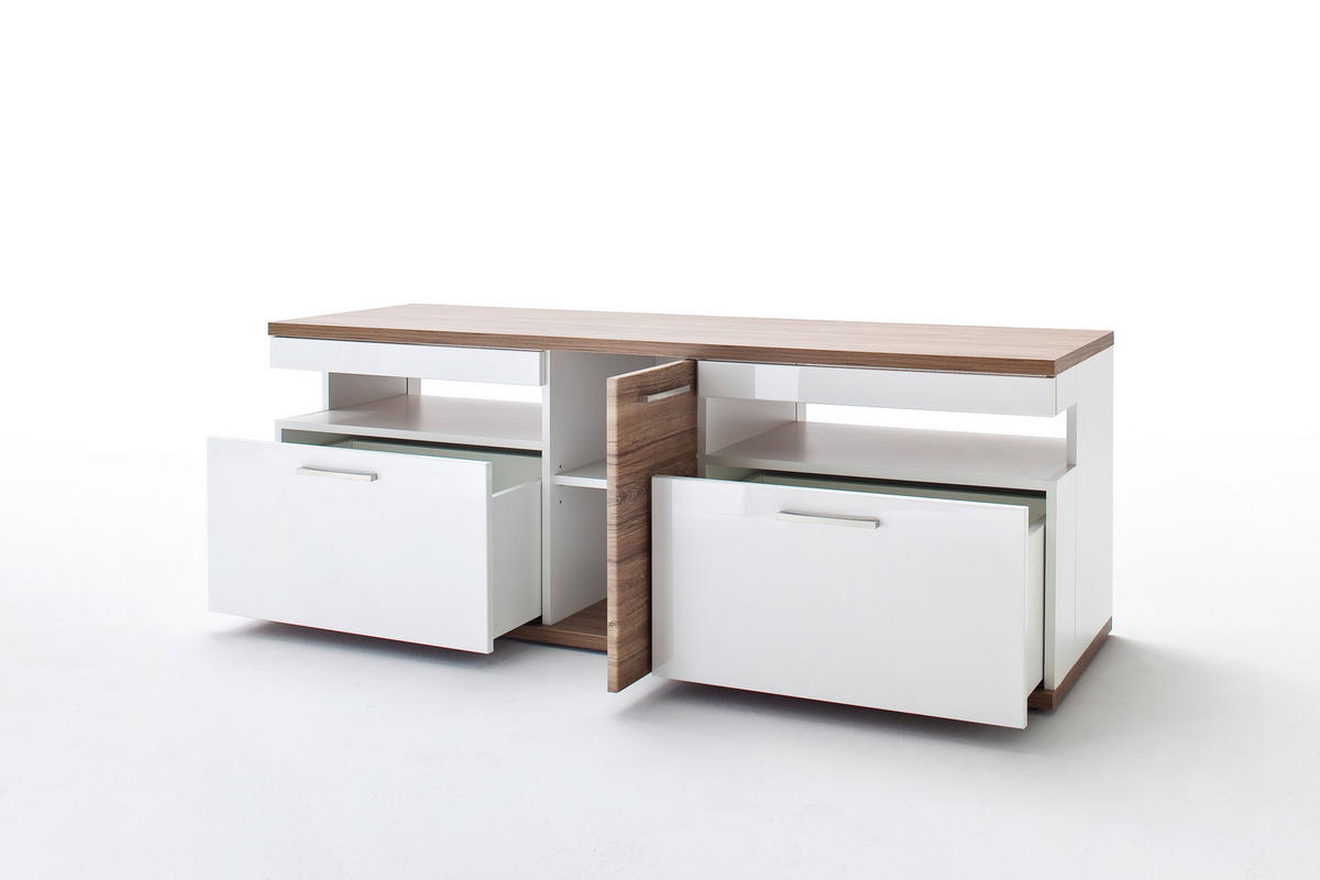 TV-ELEMENT - Eichefarben/Weiß, Design, Holzwerkstoff/Metall (150/55/50cm) - Livetastic