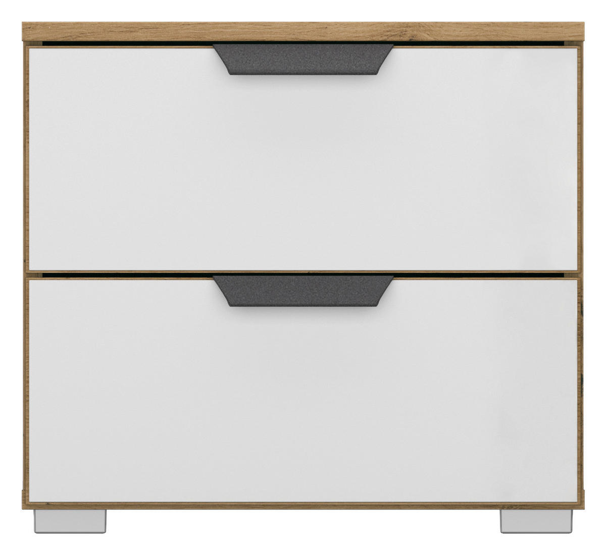 NACHTSCHRANK 40/42/42 cm  - Alufarben/Eiche Artisan, MODERN, Glas/Holzwerkstoff (40/42/42cm) - Rauch Möbel