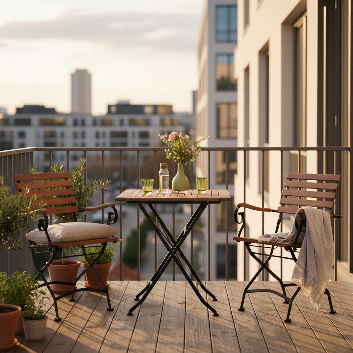 SET ZA BALKON Schlossgarten les, kovina   barve grafita, naravne barve barve grafita, naravne barve barve grafita, naravne barve    - barve grafita/naravne barve, Moderno, kovina/les - Gardenson