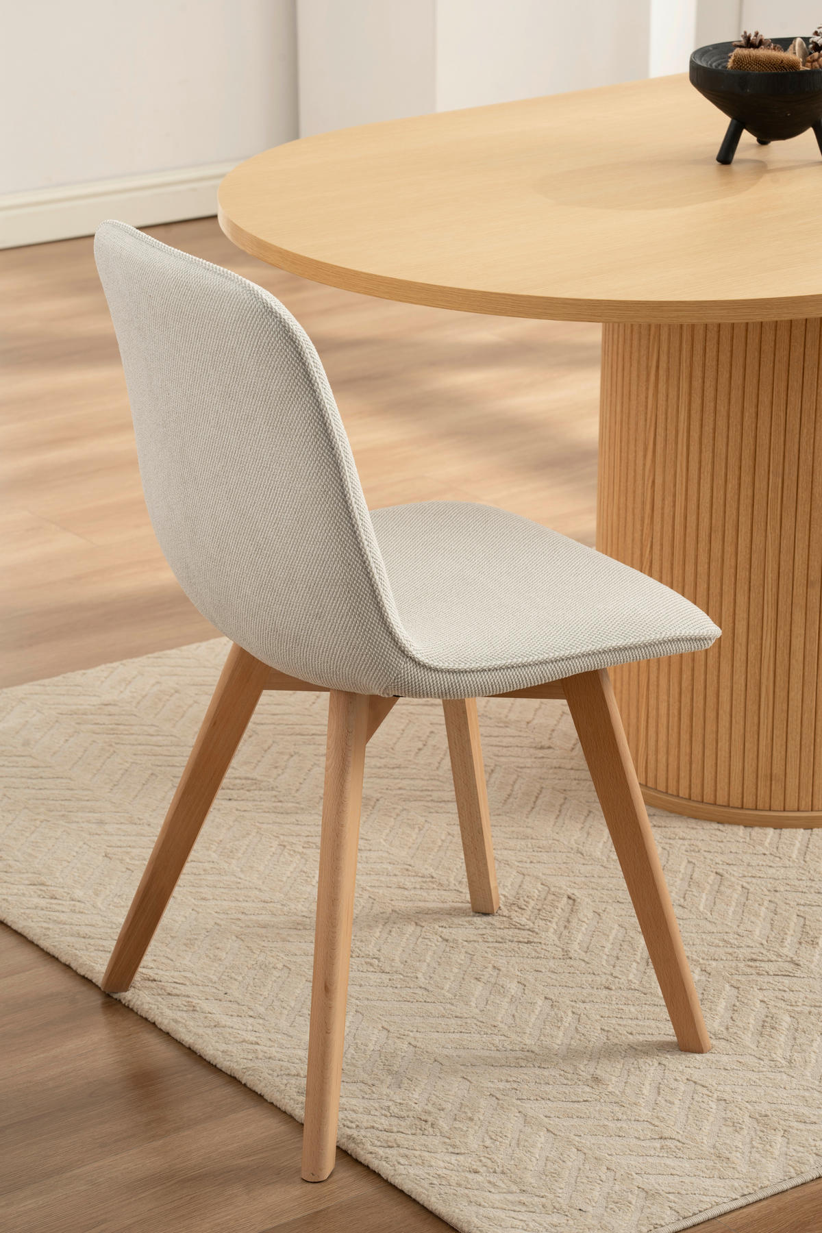 STUHL   Leinenoptik  Buchefarben, Hellgrau  - Buchefarben/Hellgrau, Modern, Holz/Textil (45/88/54cm) - Stylife