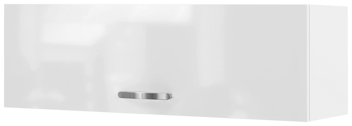 KÜCHENOBERSCHRANK 100/32/32 cm  in Weiß, Weiß Hochglanz  - Edelstahlfarben/Weiß Hochglanz, KONVENTIONELL, Holzwerkstoff/Metall (100/32/32cm) - FlexWell