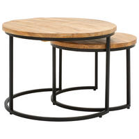 COUCHTISCH Mangoholz massiv 60-75/60-75/40-50 cm rund Naturfarben, Schwarz  - Schwarz/Naturfarben, Natur, Holz/Metall (60-75/60-75/40-50cm) - Livetastic