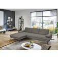 ECKSOFA in Echtleder Hellgrau  180/310 cm  - Hellgrau/Schwarz, Design, Leder/Metall (180/310cm) - Dieter Knoll