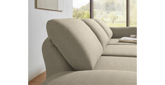 ECKSOFA  in Flachgewebe Beige Armteilverstellung, Relaxfunktion, Drehsitzfunktion  255-365/175-224 cm  - Beige/Schwarz, Design, Textil/Metall (255-365/175-224cm) - Dieter Knoll