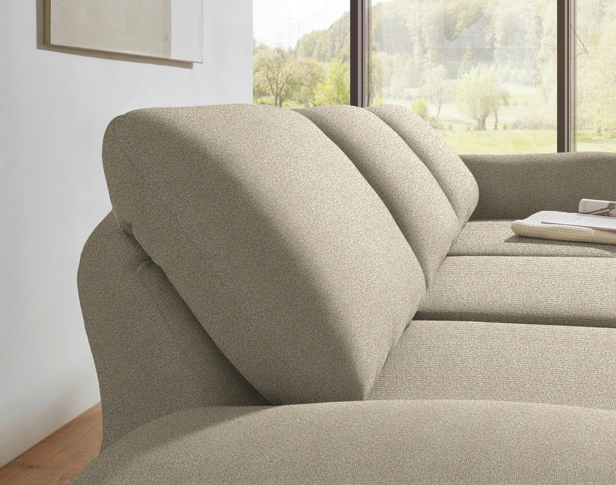 ECKSOFA Flachgewebe Beige  - Beige/Schwarz, Design, Textil/Metall (255-365/175-224cm) - Dieter Knoll