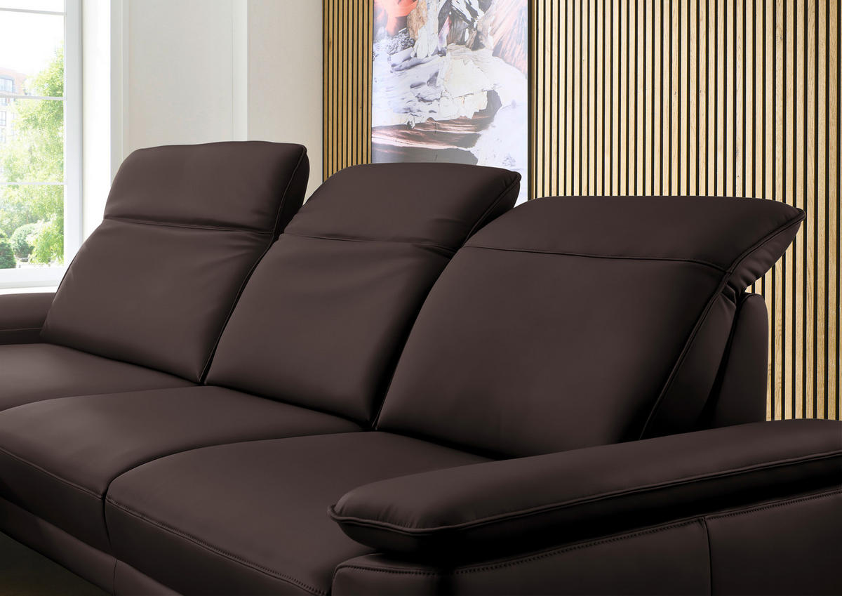 ECKSOFA in Echtleder Braun  193/332 cm  - Schwarz/Braun, Design, Leder/Metall (193/332cm) - Dieter Knoll