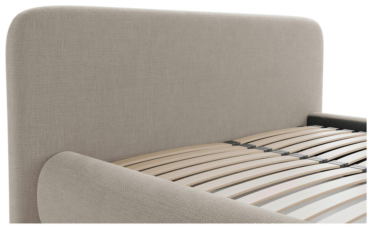 POLSTERBETT 180/200 cm,  in Taupe, gepolstertes Kopfteil, Lattenrost, Bettkasten,  - Taupe/Schwarz, Design, Holz/Textil (180/200cm) - Chameo