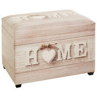 TRUHENBANK 58/42/39 cm Lederlook Weiß, Beige  - Beige/Schwarz, Design, Textil (58/42/39cm)