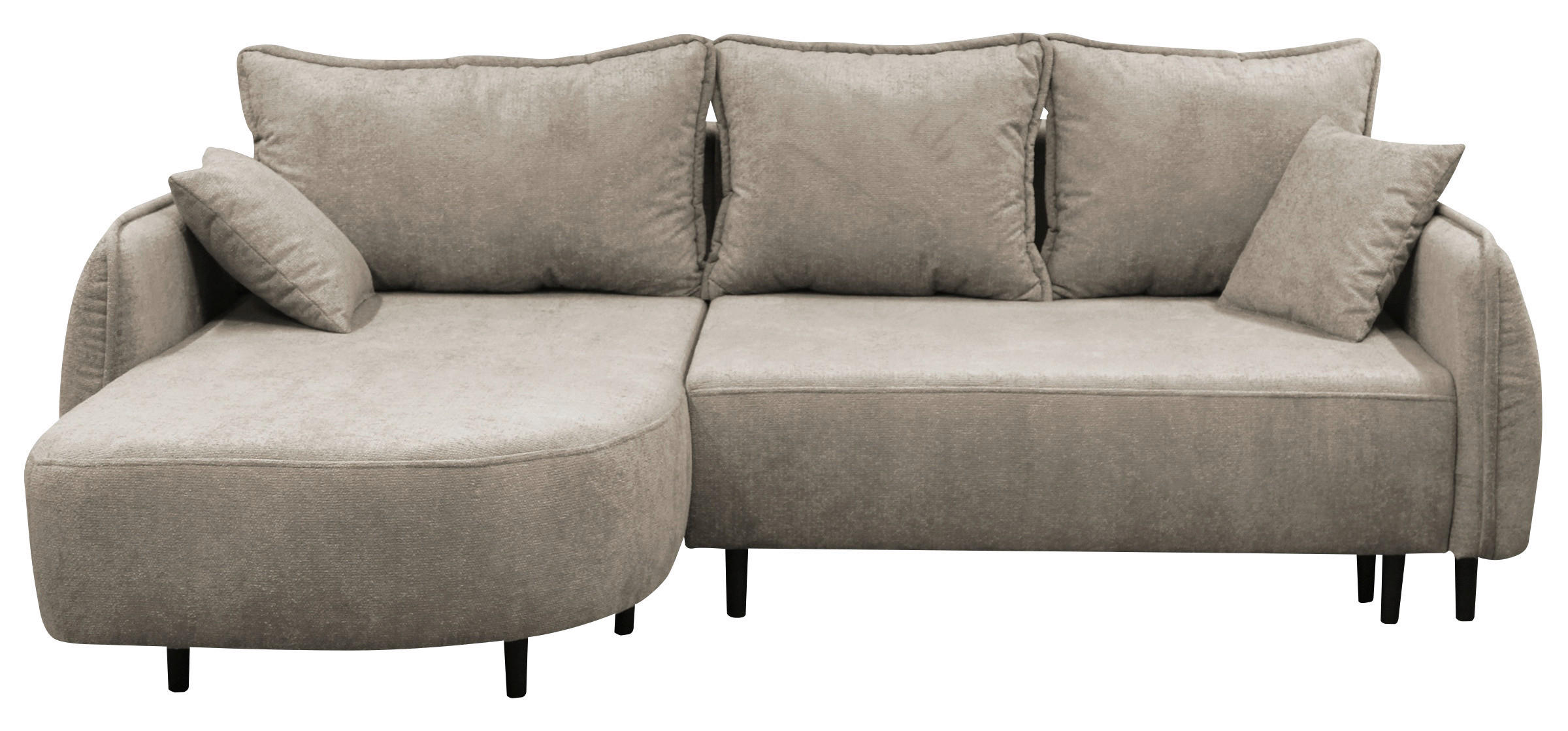 ECKSOFA MURANO Taupe Chenille Zierkissen, Rückenkissen, Bettkasten  - Taupe/Schwarz, Design, Holz/Textil (167/242cm) - MID.YOU