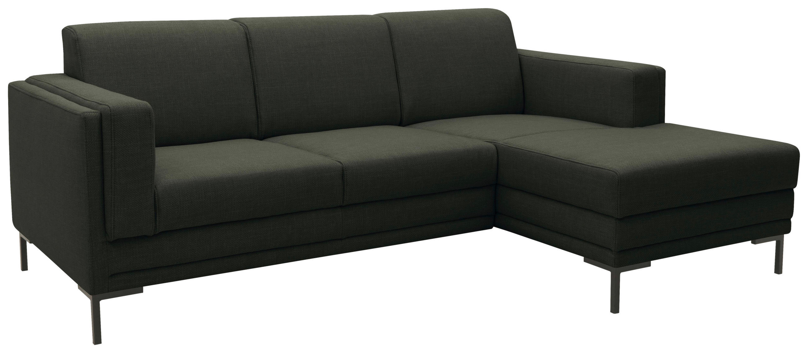 ECKSOFA Looks VII Dunkelgrün Webstoff - Dunkelgrün/Schwarz, Design, Textil/Metall (214/146cm) - LOOKS by W.Joop