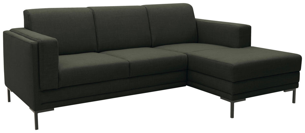 ECKSOFA Looks VII Dunkelgrün Webstoff  - Dunkelgrün/Schwarz, Design, Textil/Metall (214/146cm) - LOOKS by W.Joop