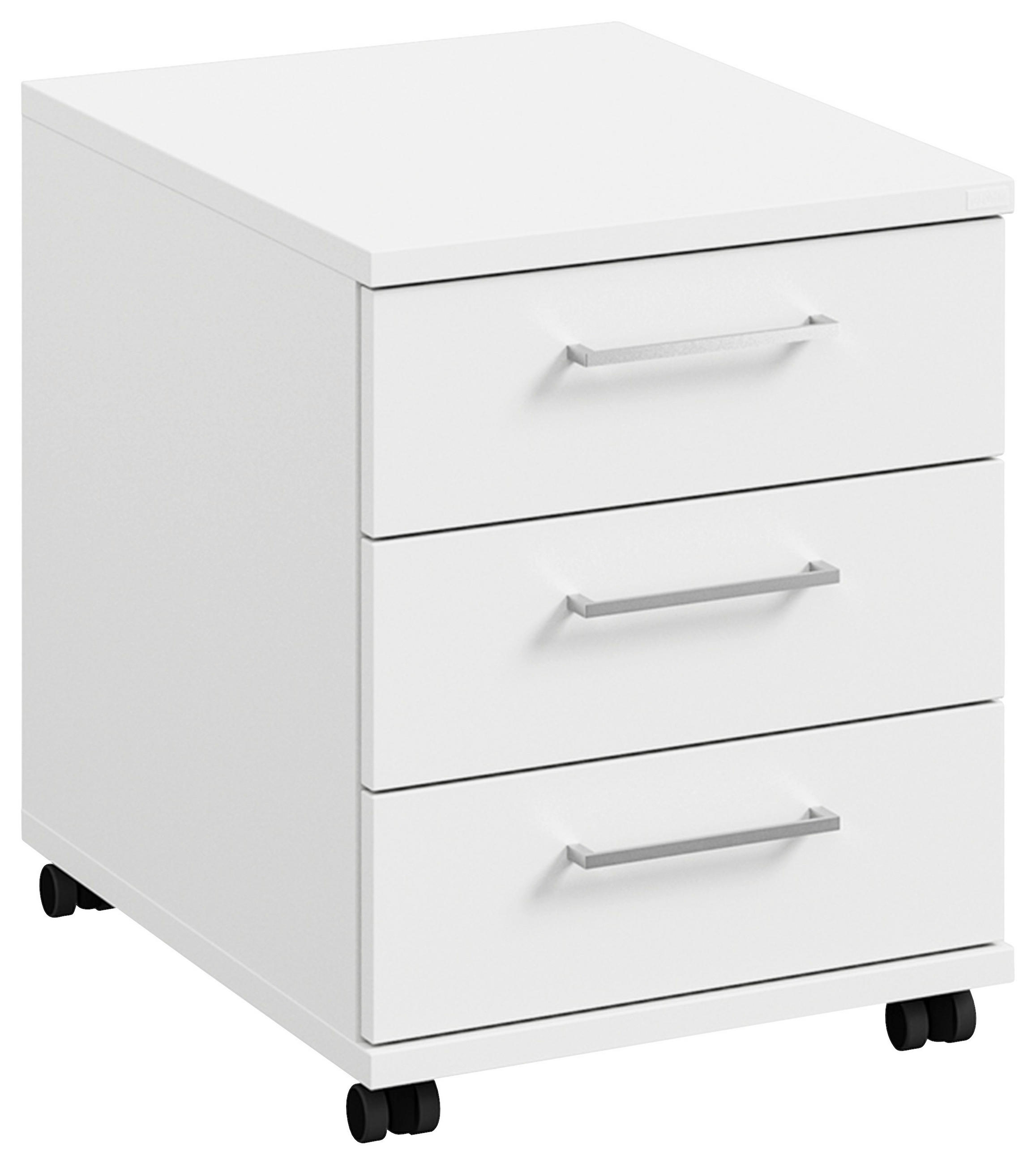 ROLLCONTAINER Weiß  - Edelstahlfarben/Weiß, Design, Holzwerkstoff/Metall (42,6/54,3/60cm) - Cantus